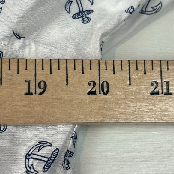 Nick Graham Men's Modern Fit 15.5 Anchor Print Flip Cuff Formal Shirt — Nautical - Picture 6 of 9